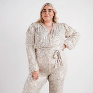 NWT Cream Sequin Jumpsuit, 3X